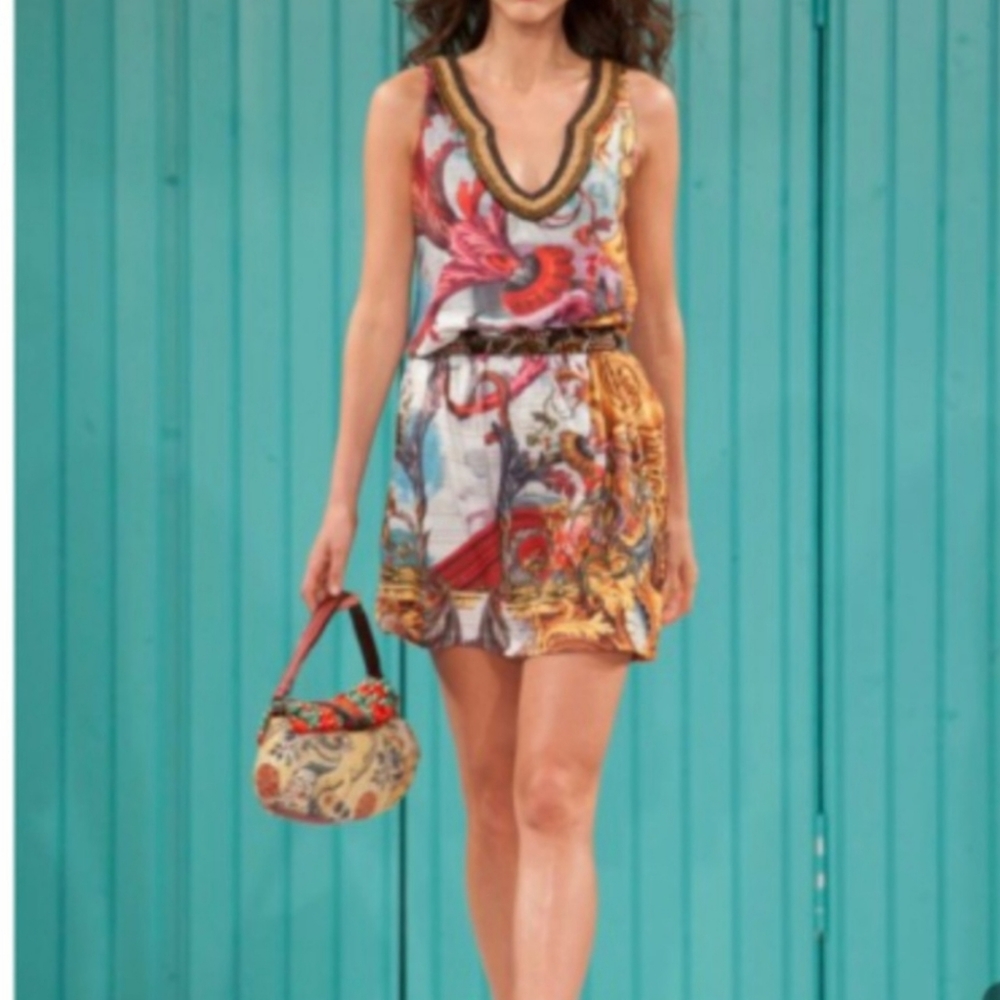 DESIGUAL by Christian Lacroix Azul Plomo Sleeveless Beaded Dress Medium